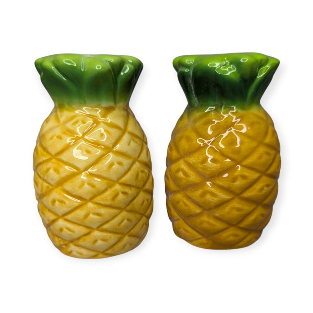 Pineapple Ceramic Salt and Pepper Shakers 3" Tall